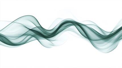 Aufkleber - Abstract teal waves gracefully flow across a white background, creating a soothing visual effect.