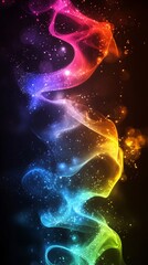 Aufkleber - A vibrant swirl of colorful smoke waves in shades of pink, blue, and yellow against a dark backdrop, creating a dreamy atmosphere.