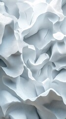 Poster - Abstract close-up of textured, frosty blue fabric with intricate folds and waves, creating a serene visual experience.