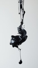 Poster - A swirling black liquid suspended in mid-air, creating an abstract and striking image with a minimalist aesthetic.