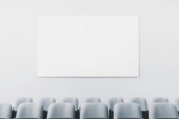 Wall Mural - Minimalist Conference Room with Empty Chairs and White Wall Space