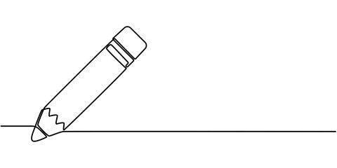 Poster - Pencil Continuous Line Art IllustratiContinuous line drawing of pencil icon. Pencil linear icon. One line drawing background. Vector illustration. Pencil continuous line, Continuous line draw. 