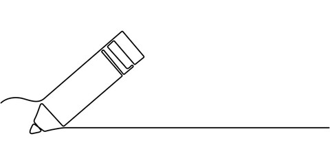 Poster - Pencil Continuous Line Art IllustratiContinuous line drawing of pencil icon. Pencil linear icon. One line drawing background. Vector illustration. Pencil continuous line, Continuous line draw. 