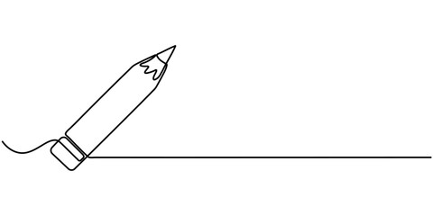 Poster - Pencil Continuous Line Art IllustratiContinuous line drawing of pencil icon. Pencil linear icon. One line drawing background. Vector illustration. Pencil continuous line, Continuous line draw. 