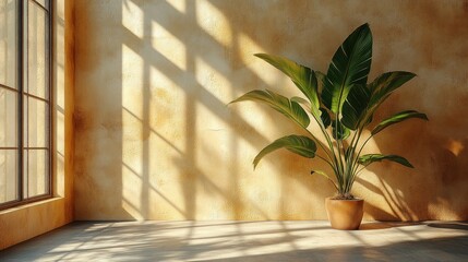 Poster - Sunlit room interior with potted plant.