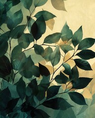 Poster - Vibrant green leaves nature scene digital artwork calm environment close-up view organic beauty