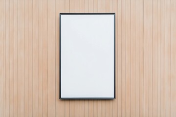 Wall Mural - Minimalist Blank Frame on Wooden Wall for Creative Use