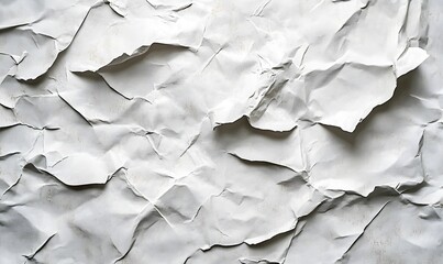 Poster - A visually textured abstract image of a heavily crumpled white paper background