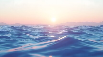 Wall Mural - vibrant sunset over the ocean with soft hues of orange and pink reflecting on the water surface