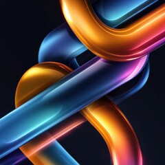 Leinwandbilder - A colorful, abstract image of a chain made of three different colored lines