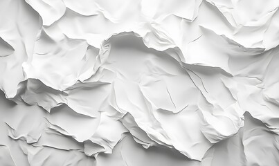 Poster - Abstract white crumpled texture, monochromatic pattern, with subtle shadows and highlights