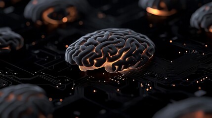Poster - Futuristic neural interface design showcasing brain-computer synergy in pastels. Generative AI