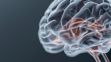 Poster - Futuristic neural interface concept showcasing pastel-toned brain connection. Generative AI