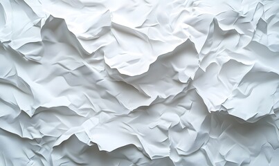 Poster - Abstract white crumpled surface with smooth shadows creating a textured effect