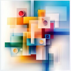 Poster - A colorful abstract painting with squares and circles