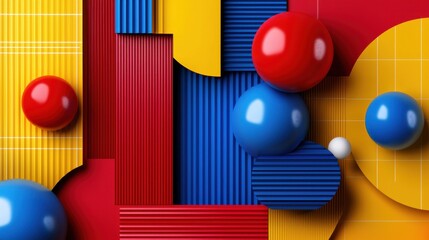 Poster - A colorful abstract painting of various colored balls