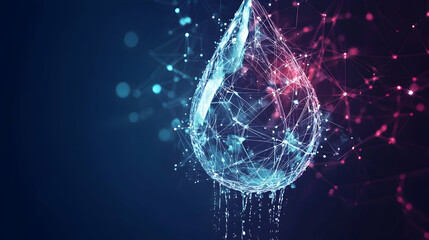 Poster - a modern, abstract design of a water drop with digital elements