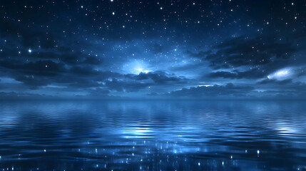 Wall Mural - a peaceful lake reflecting a starry night sky, symbolizing tranquility and depth