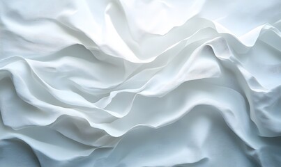 Poster - Abstract white fabric waves background creating a smooth flowing texture and soft feel