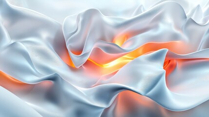 Poster - A white and orange wave of fabric