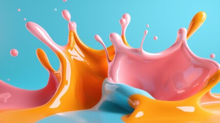 Poster - A splash of paint with a blue background