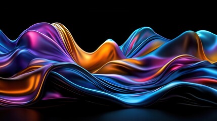 Poster - A colorful, flowing piece of fabric with a blue and orange stripe