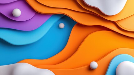 Poster - The image is a colorful abstract piece with a blue and orange wave pattern