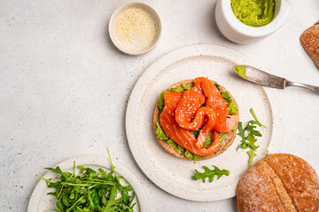 Wall Mural - Avocado salmon sandwich