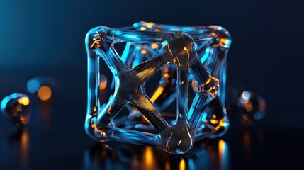 Aufkleber - A cube made of glass with a yellowish tint