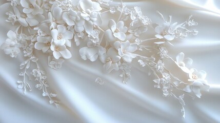 Poster - A white floral design is on a white background
