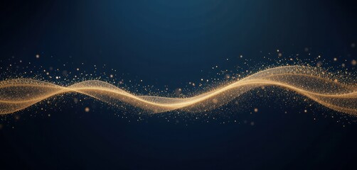 Wall Mural - Gold dust glitter sparkle wave texture on the dark blue background. Shimmer texture.