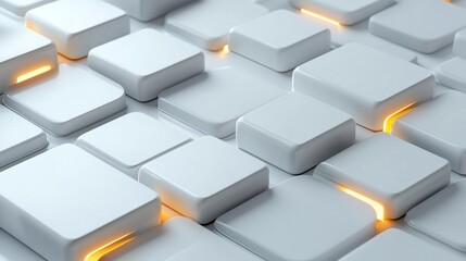 Poster - A white background with squares of different sizes and one of them is yellow