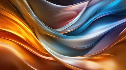 Poster - A colorful, abstract painting with a wave-like pattern