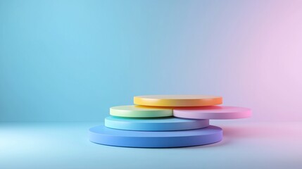 Poster - A colorful stack of cubes on a blue background