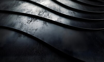 Poster - Abstract dark glossy waves texture background with metallic lines and pattern detail