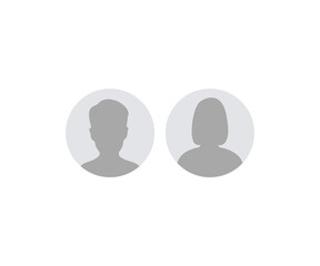 Poster - Men and women avatar icon. Male and female silhouettes. Profiles abstract people. Unknown or anonymous persons. Circle button with avatar photo silhouette illustration on transparent background PNG. 

