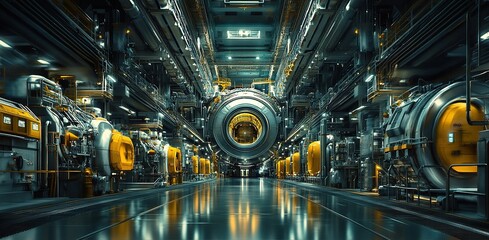 Poster - High-tech industrial facility showcasing advanced machinery and equipment in a futuristic setting