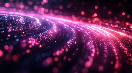 Leinwandbilder - Abstract Purple and Pink Glittering Particles Flowing and Glowing - A Futuristic and Dreamy Display of Light and Texture,Perfect for Backgrounds and Visual Effects.