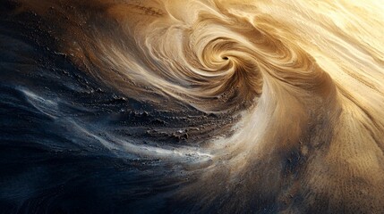 Poster - Swirling Abstract Pattern in Golden and Blue Color Tones