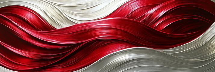 Poster - Crimson arcs intertwine with silver texture creating a stunning visual display