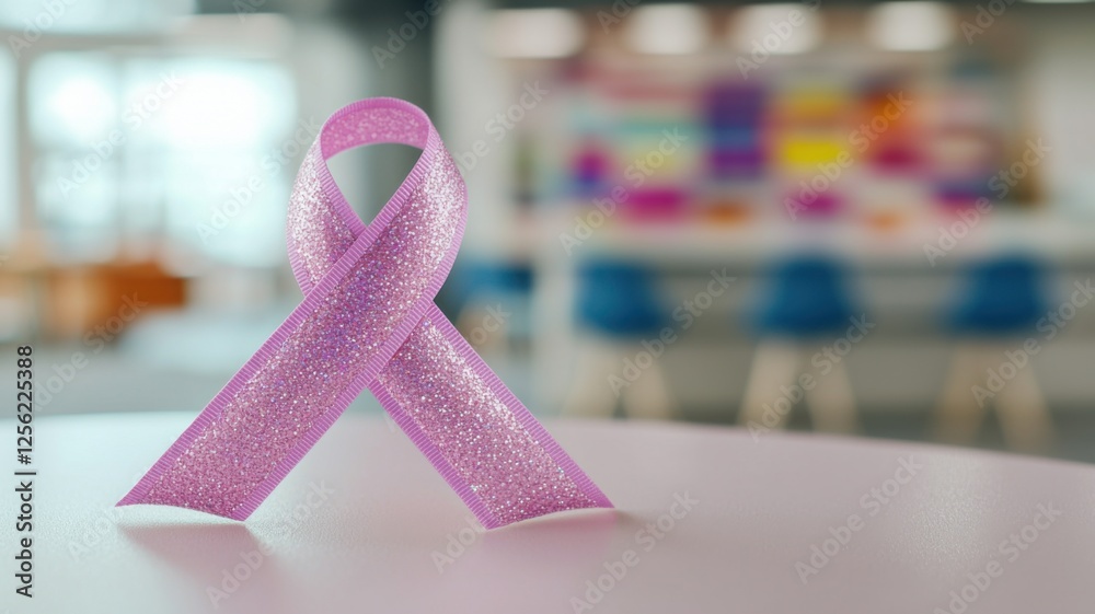 Support for breast cancer awareness pink ribbon symbol community center ...