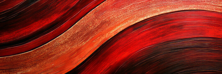 Poster - Fine scarlet lines create an abstract composition evoking warmth and depth in color
