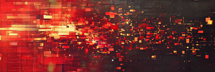 Leinwandbilder - Captivating red flashes create a visually striking fragmented texture