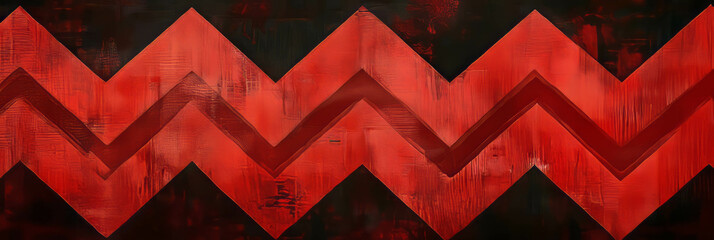 Poster - Vibrant red zigzag overlay texture with bold patterns and contrasting colors