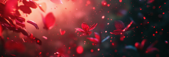 Fototapete - Crimson flashes create a vibrant textured overlay filled with dynamic elements