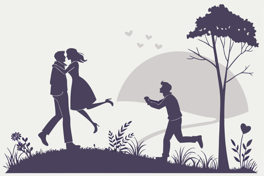 Couple Silhouettes in Romantic Moment