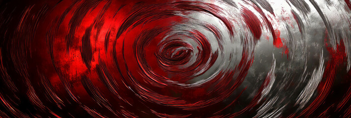 Poster - Spiraling scarlet rays and silver texture create a captivating visual experience