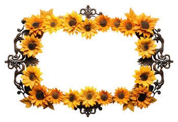 Wall Mural - PNG Iron sunflower frame plant white background celebration.