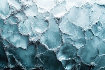 Poster - A close-up view of crystalline ice formations, showcasing intricate textures and patterns against a backdrop of vivid blue hues, emphasizing the beauty of nature.