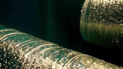 Poster - insulated steel pipes resting on dark ocean floor, supporting critical subsea infrastructure for ene